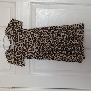 Posh Peanut Short Sleeve Leopard Print Twirl Dress Size 3T